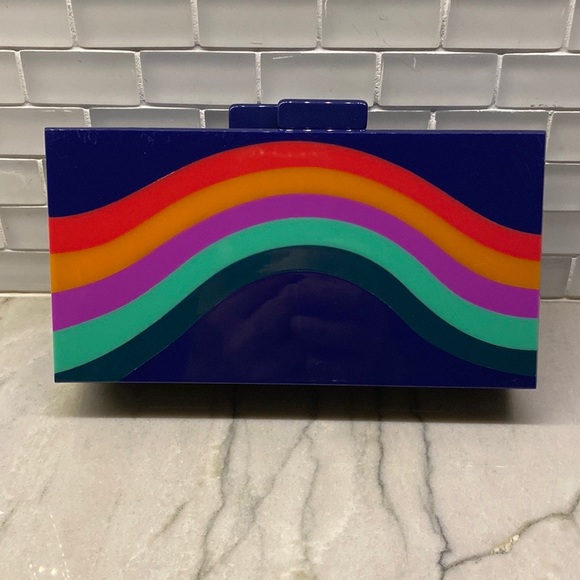 Trina Turk Handbags - Trina Turk Acrylic Box Clutch Cosmo Reef Rainbow NWOT